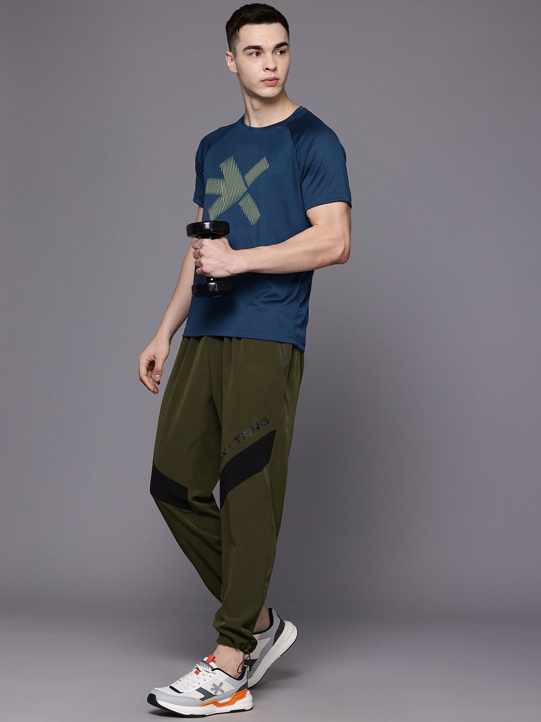 HRX by Hrithik Roshan Men Mid-Rise Rapid-Dry Training Track Pants with Toggle Hem