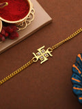 Voylla Gold Toned Auspicious Swastik Bracelet Style Rakhi