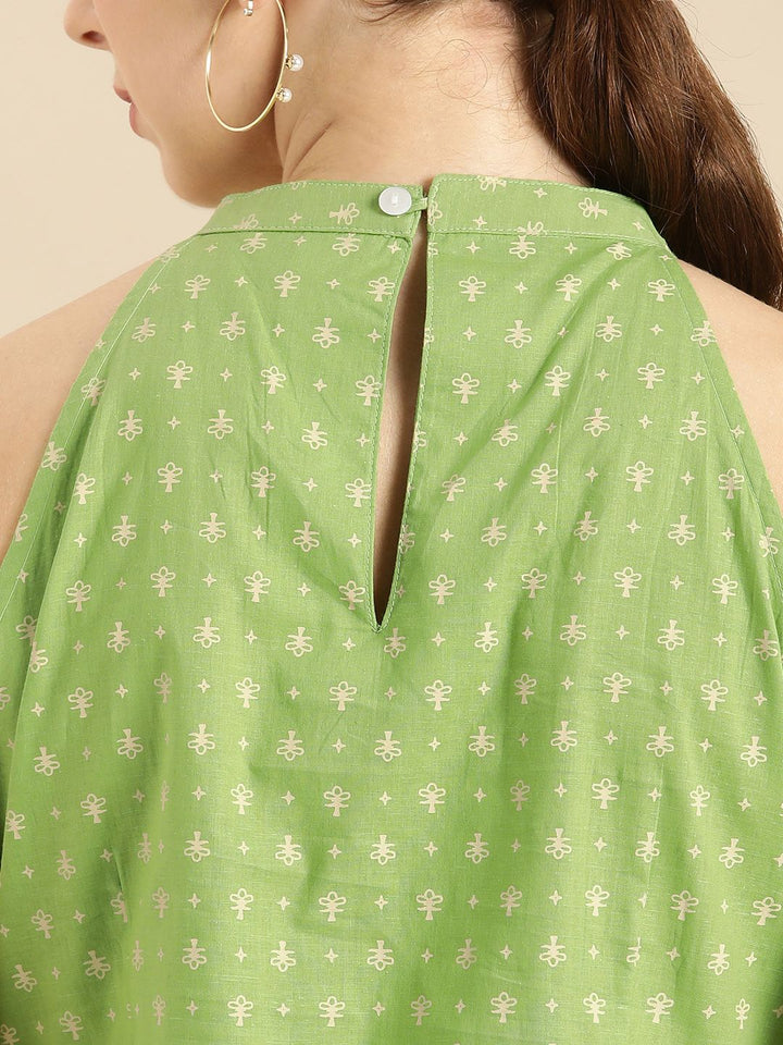 Anouk Ethnic Motifs Printed Halter Neck Pure Cotton Kurta