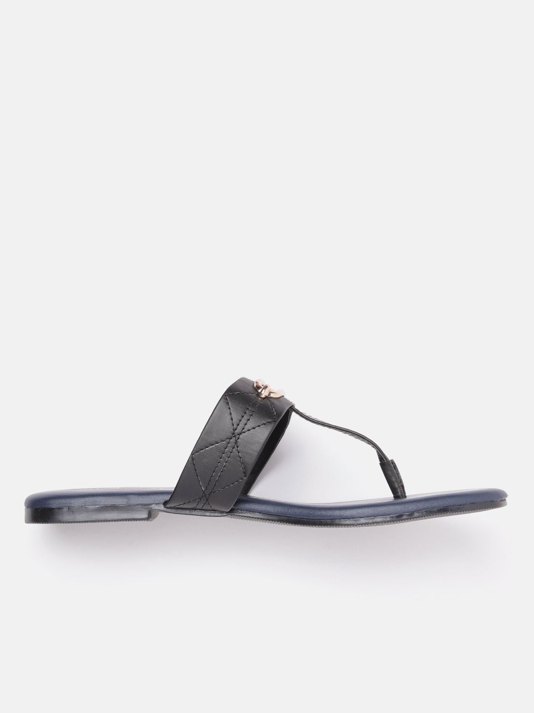 DressBerry Women Textured T-Strap Flats with Embellished Detail