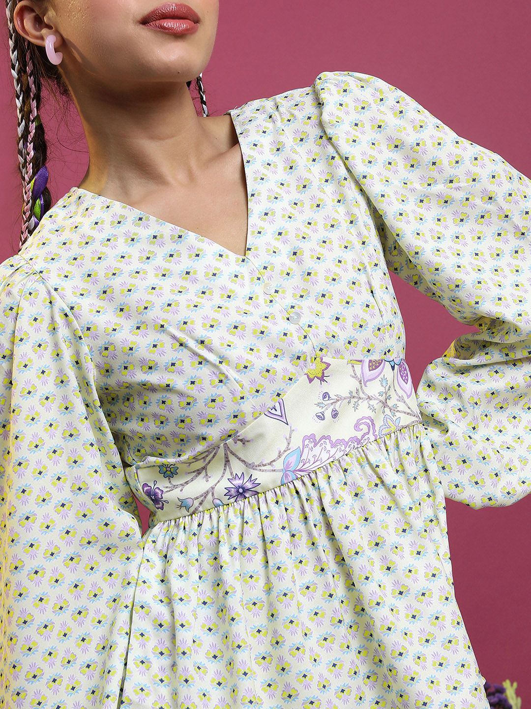 Vishudh  Floral Printed A-Line Top With Flared Palazzos