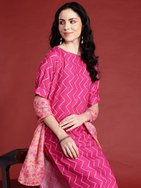 Anouk Geometric Printed Regular Kurta With Trousers & With Dupatta