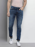 The Indian Garage Co Men Navy Blue Slim Fit Light Fade Stretchable Jeans