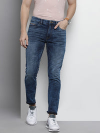 The Indian Garage Co Men Navy Blue Slim Fit Light Fade Stretchable Jeans