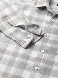 VASTRADO Men Classic Spread Collar Checked Cotton Slim Fit Casual Shirt