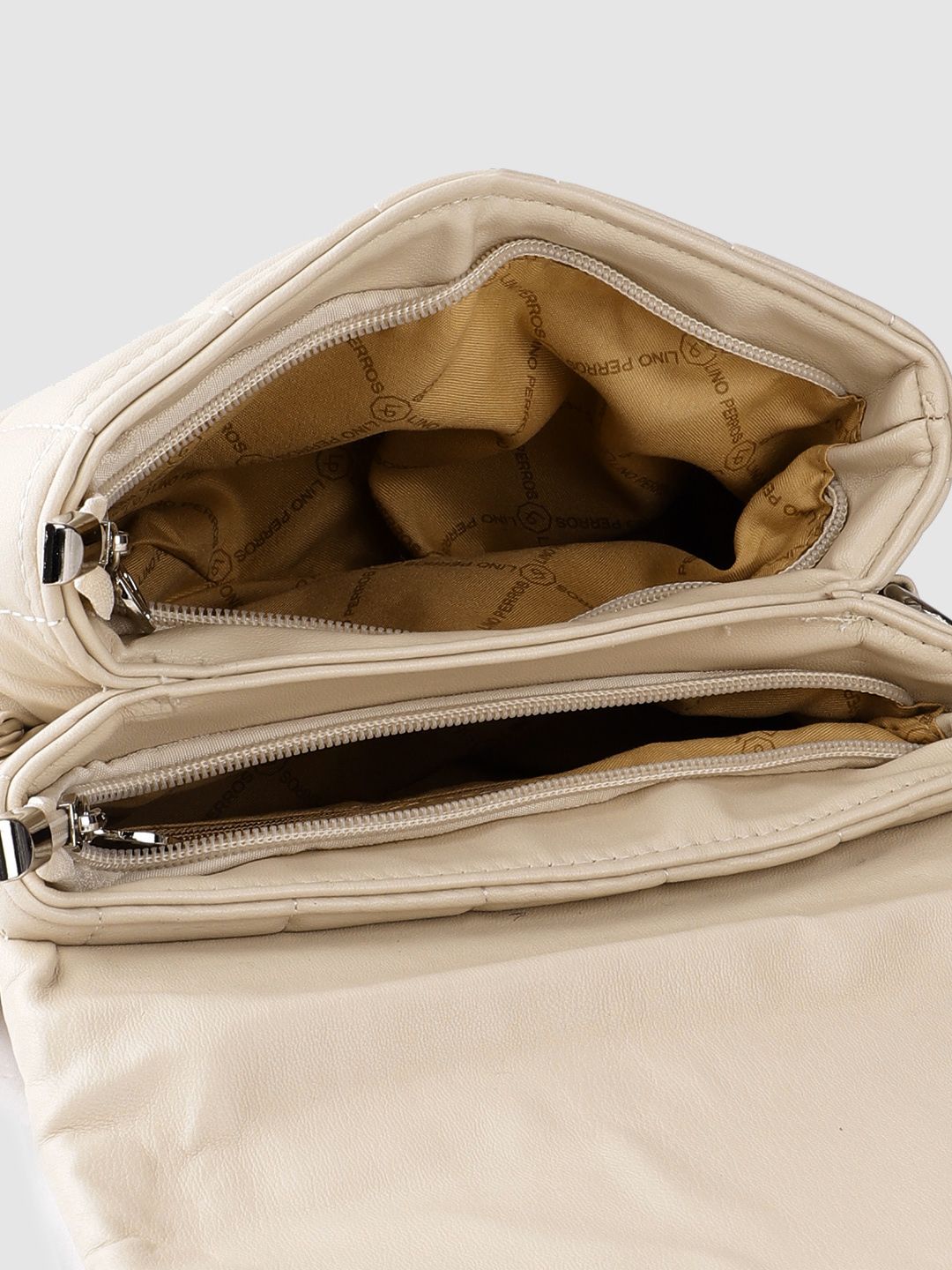 Lino Perros Women Cream-Coloured Quilted Satchel