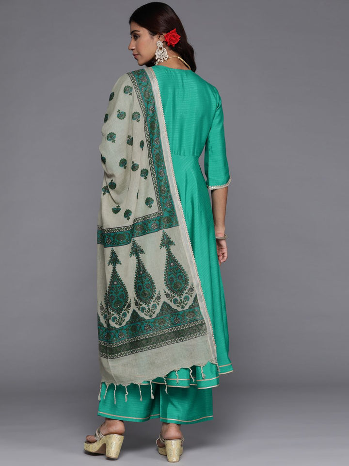 Libas Women Green Gotta Patti Kurta with Palazzos & With Dupatta