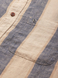 Mr Bowerbird Striped Tailored Fit Opaque Linen Casual Shirt