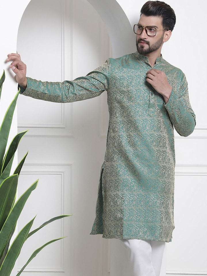 SOJANYA Men Ethnic Motifs Jacquard Silk Cotton Kurta