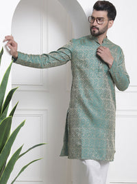 SOJANYA Men Ethnic Motifs Jacquard Silk Cotton Kurta