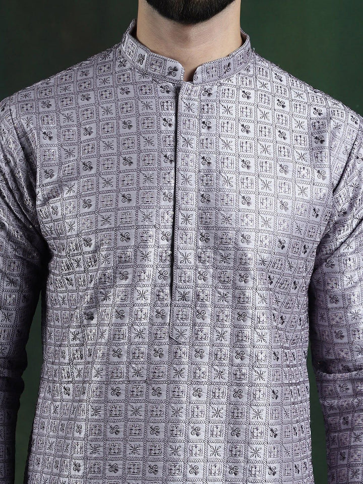 SOJANYA LUXE Ethnic Motifs Embroidered Regular Thread Work Kurta with Pyjamas