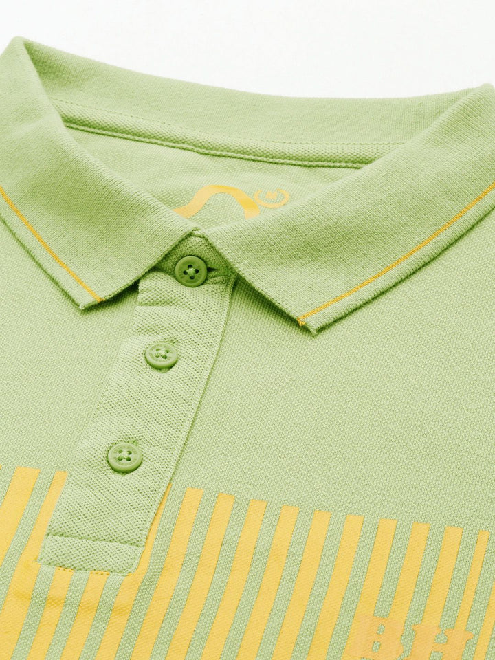 Being Human Striped Polo Collar Pure Cotton T-shirt