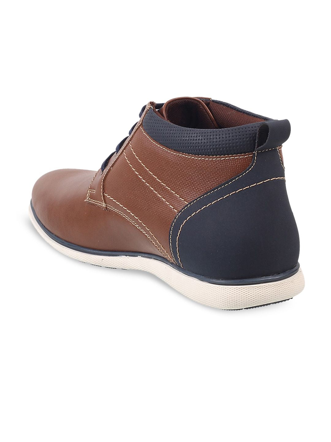 Mochi Men Tan Solid Leather Formal Derbys