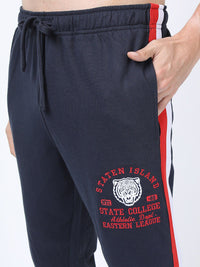 HIGHLANDER Men Navy Blue Printed Slim Fit Track Pants