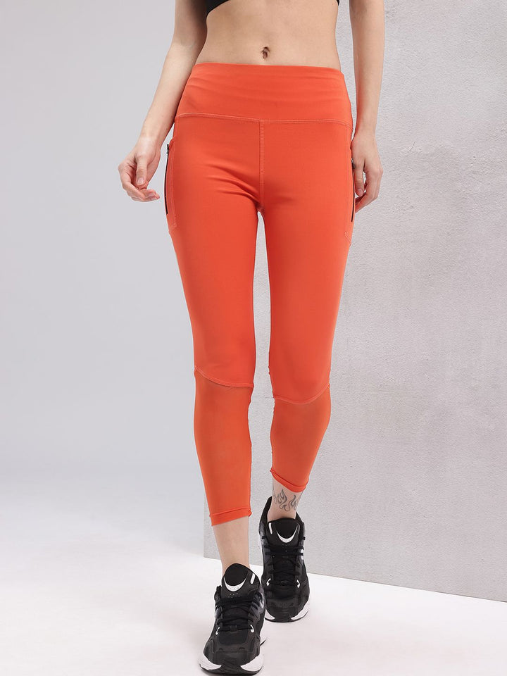 HRX by Hrithik Roshan Women Utility Pockets Rapid-Dry Cropped Mesh Training Tights