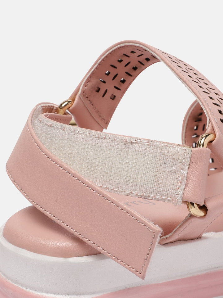 DressBerry Women Textured Open Toe Flats with Laser Cuts