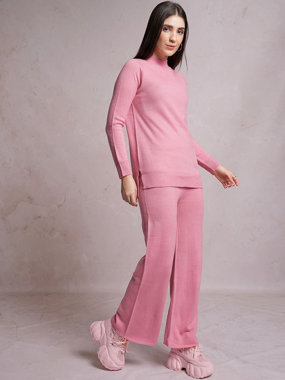 Tokyo Talkies High-Neck Acrylic Sweaters With Trousers