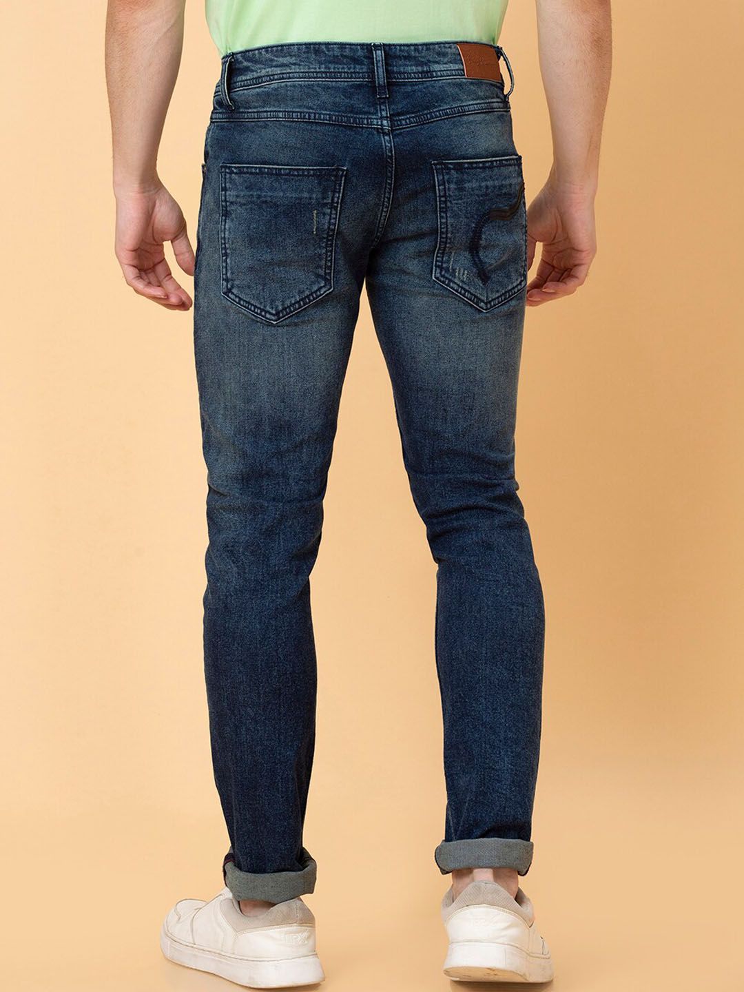 Being Human Men Skinny Fit Low Distress Heavy Fade Jeans