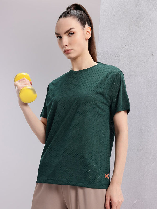 HRX by Hrithik Roshan Women Perforated Rapid-Dry Training T-shirt