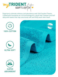 MYTRIDENT Teal Blue Cotton 500 GSM Bath Towel