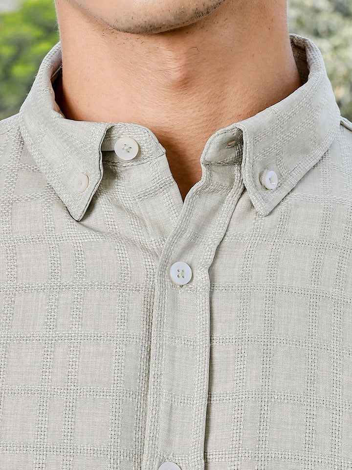 Thomas Scott Men Premium Fit Button-Down Collar Textured Casual Shirt
