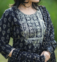 KALINI Women Ethnic Motifs Printed Regular Thread Work Kurta with Trousers & With Dupatta