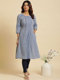 W Ethnic Motifs Printed Pure Cotton Kurta