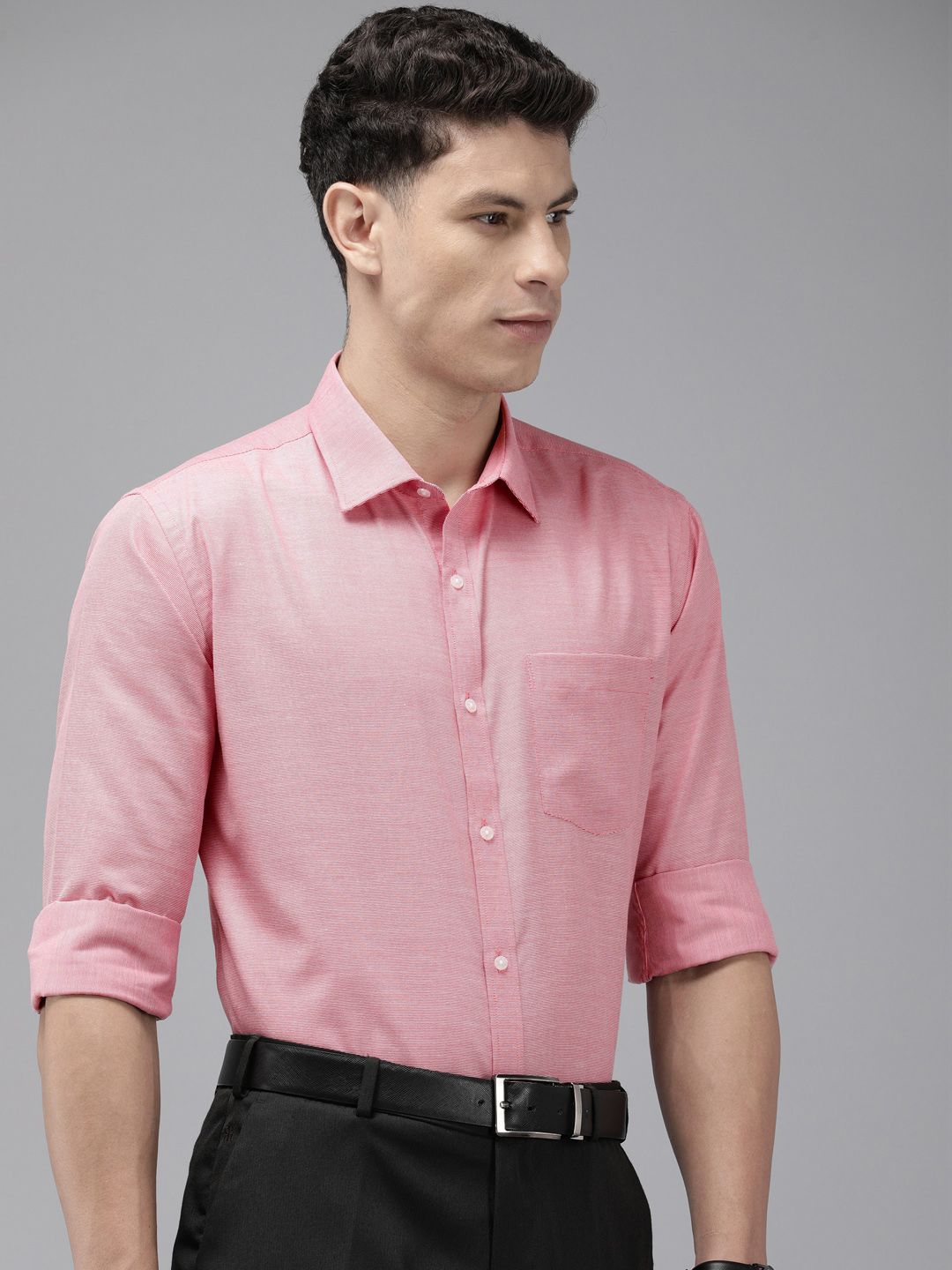 Park Avenue Self Design Slim Fit Textured Formal Shirt