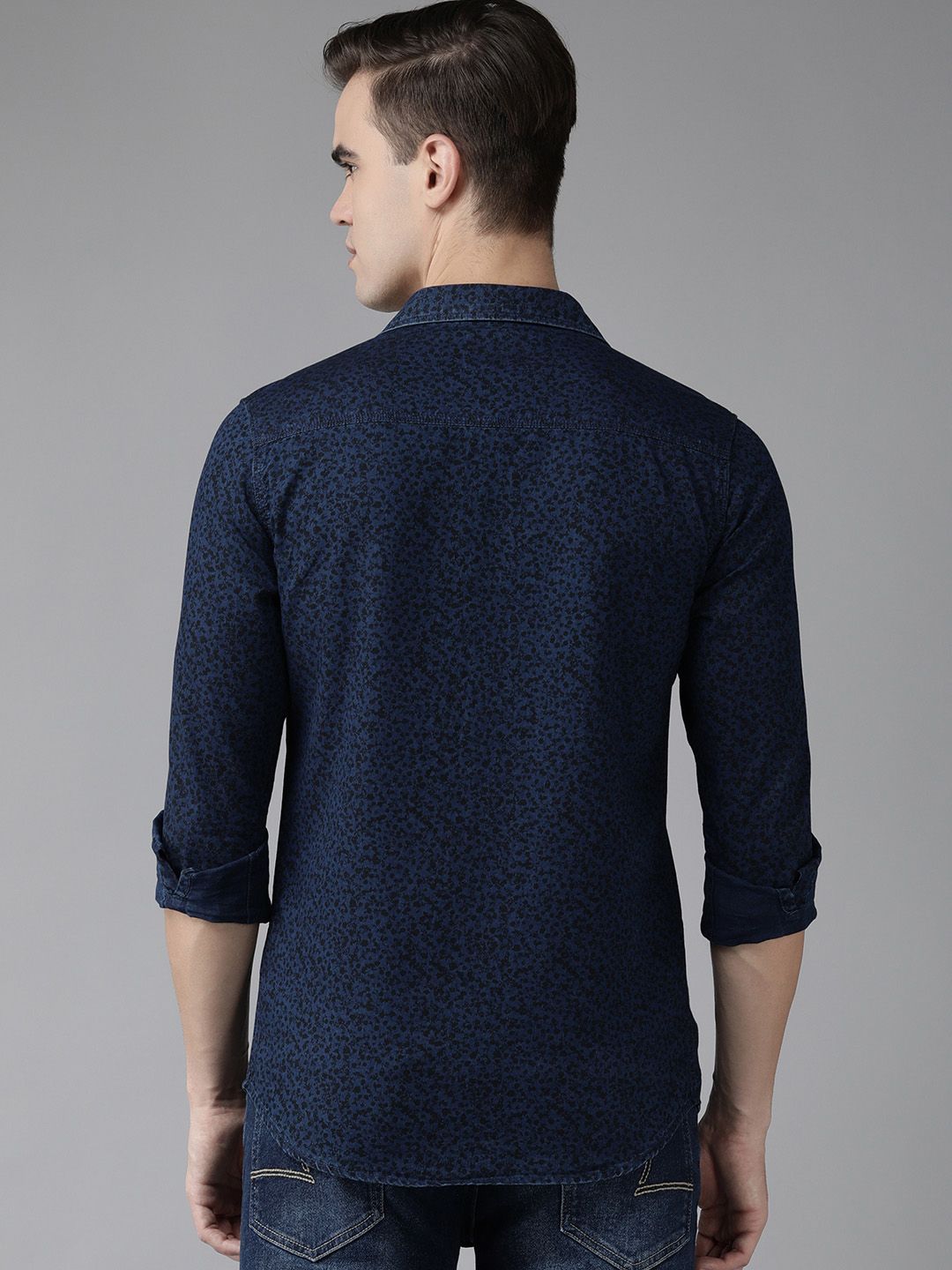 SPYKAR Men Pure Cotton Slim Fit Micro Ditsy Floral Printed Casual Shirt