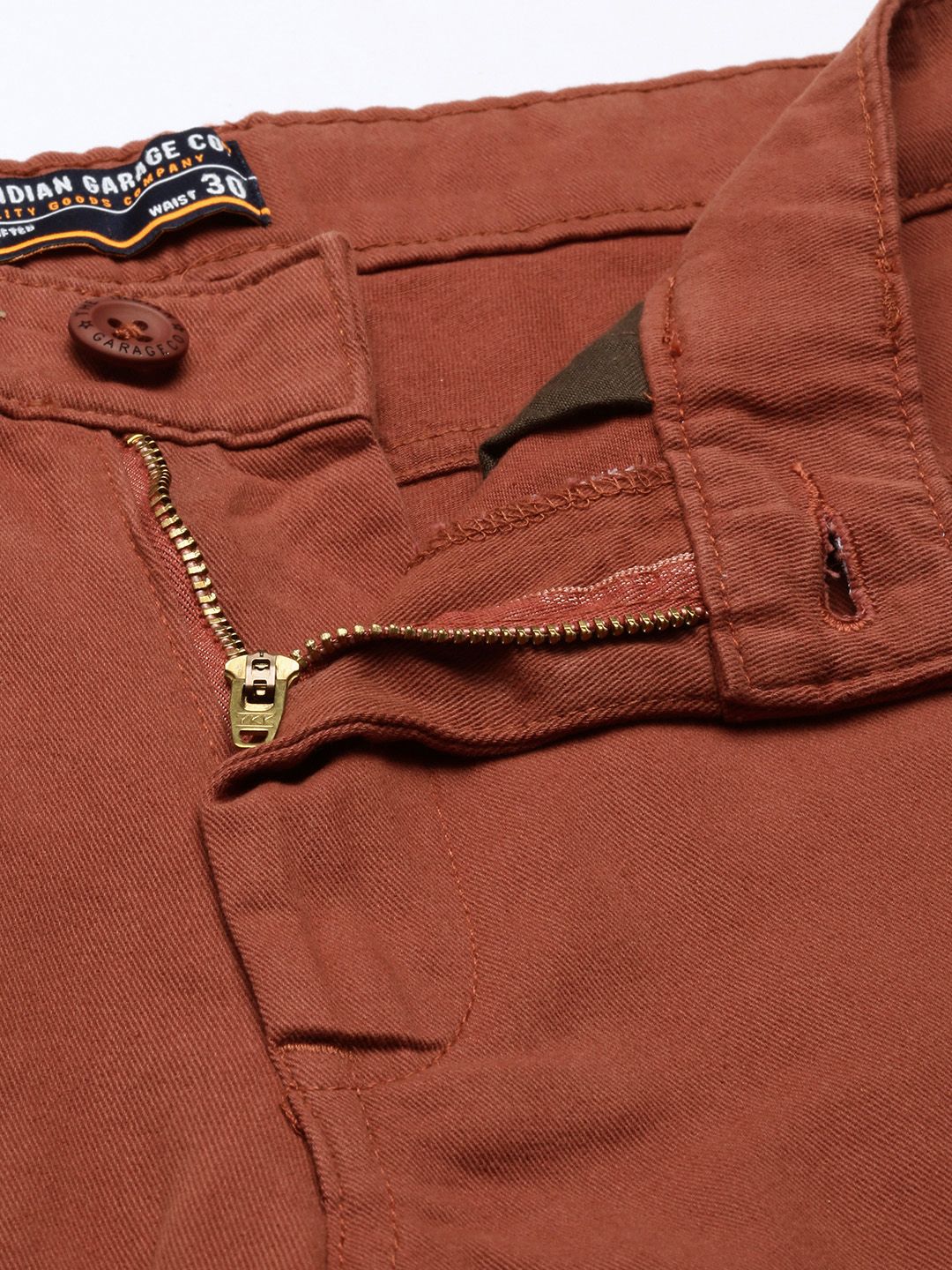 The Indian Garage Co Men Rust Slim Fit Chino Shorts