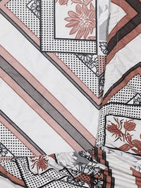 KLOTTHE White Geometric Polycotton 300 TC Dilengkapi Cadar Super King Halus dengan 2 Sarung Bantal-106 x 106 inci
