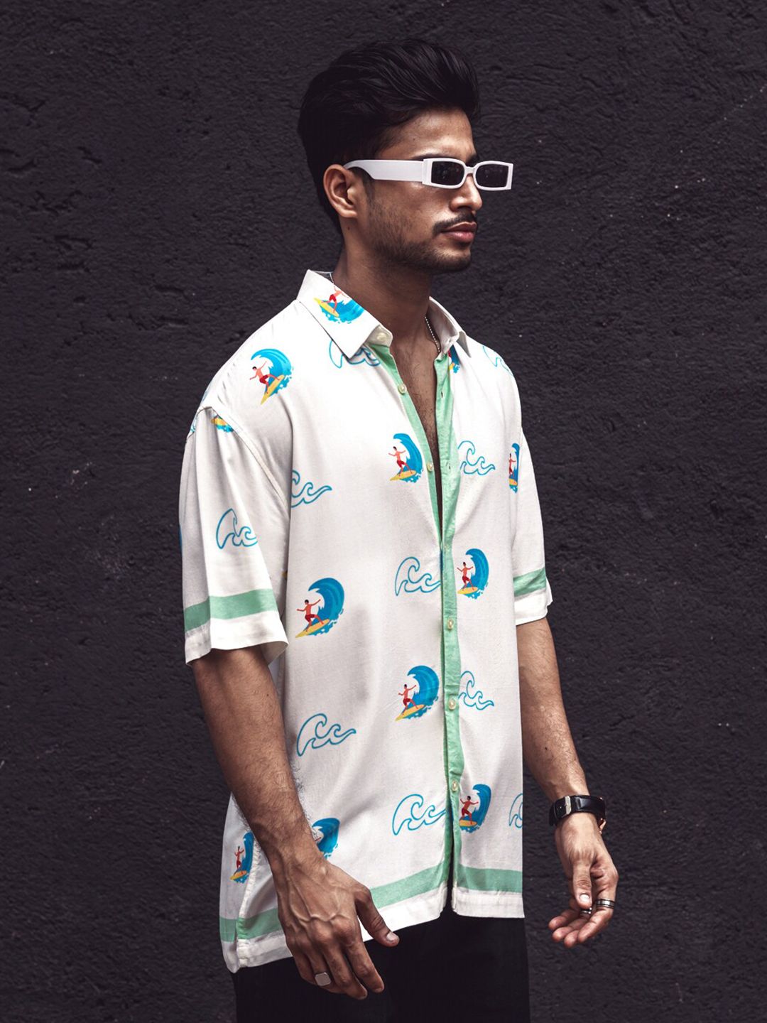 Powerlook India Slim Fit Conversational Printed Casual Oversized Shirt