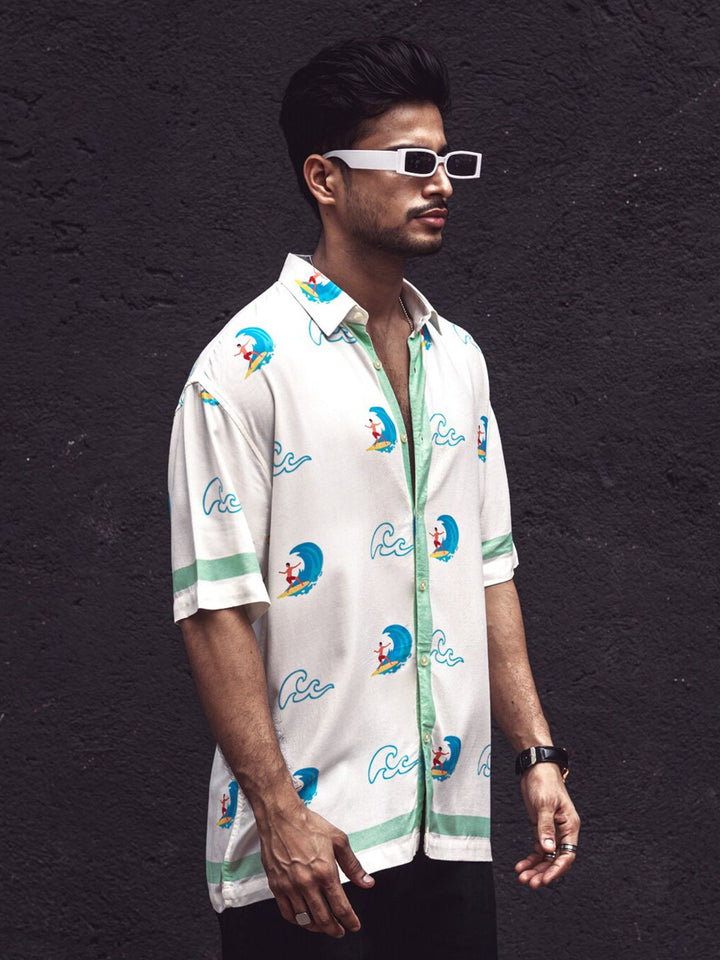 Powerlook India Slim Fit Conversational Printed Casual Oversized Shirt