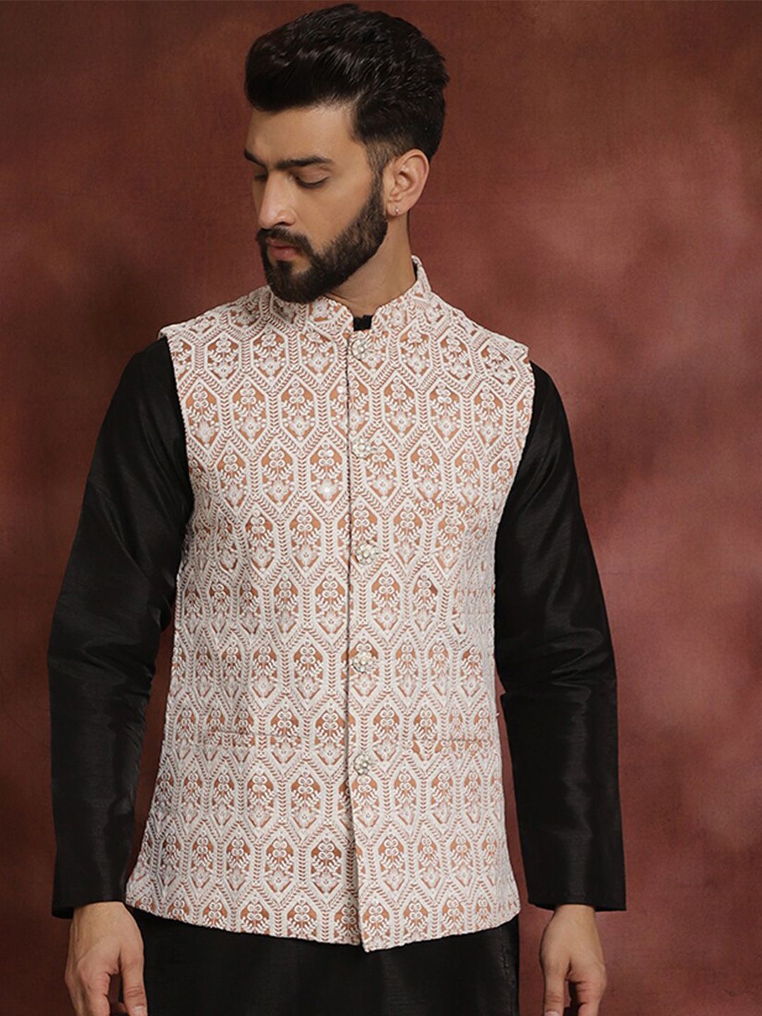 Jaket Nehru Kolar Mandarin Bersulam Warna Pic Anouk