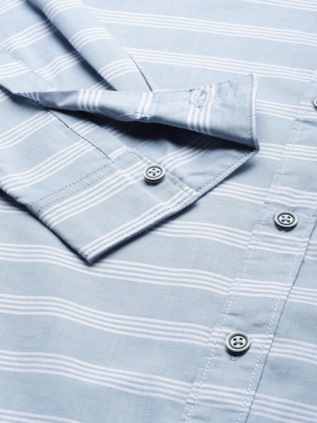 The Indian Garage Co Men Blue & White Classic Slim Fit Striped Casual Shirt