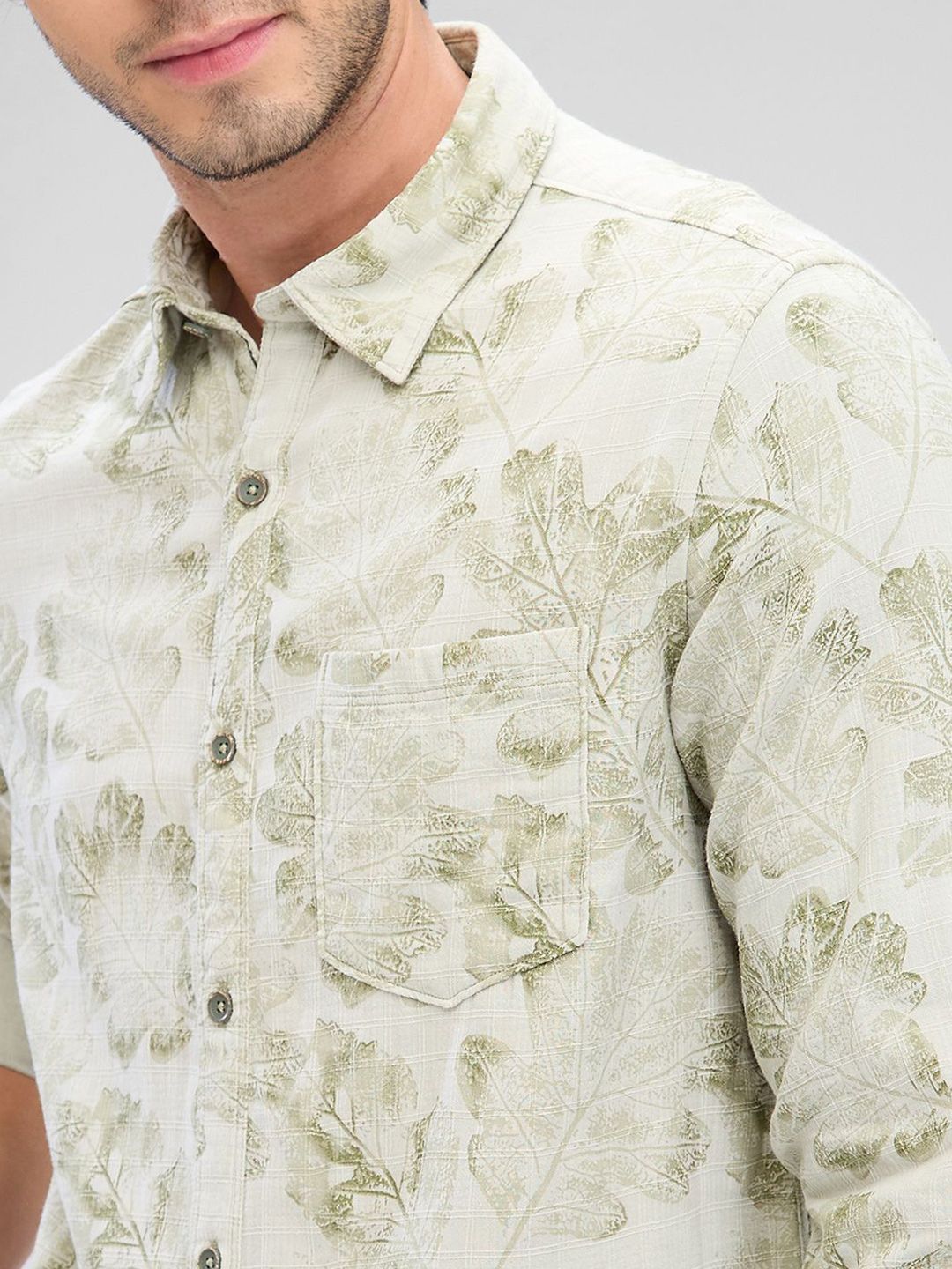 SPYKAR Men Slim Fit Floral Opaque Printed Casual Full Sleeve Shirt