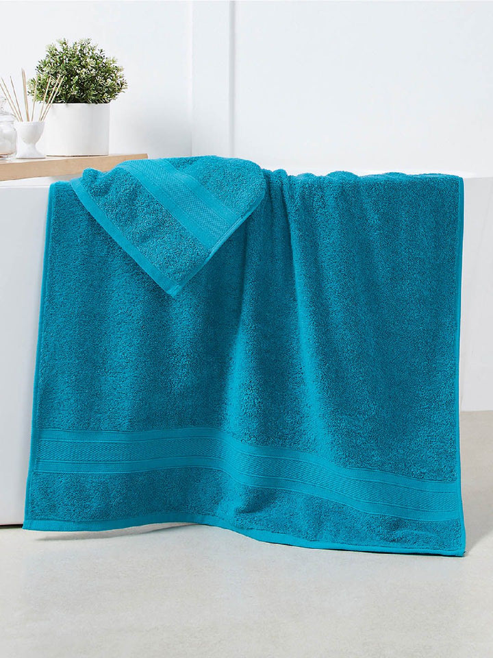 MYTRIDENT Teal Green Set of 4 500 GSM Pure Cotton Bath Towels