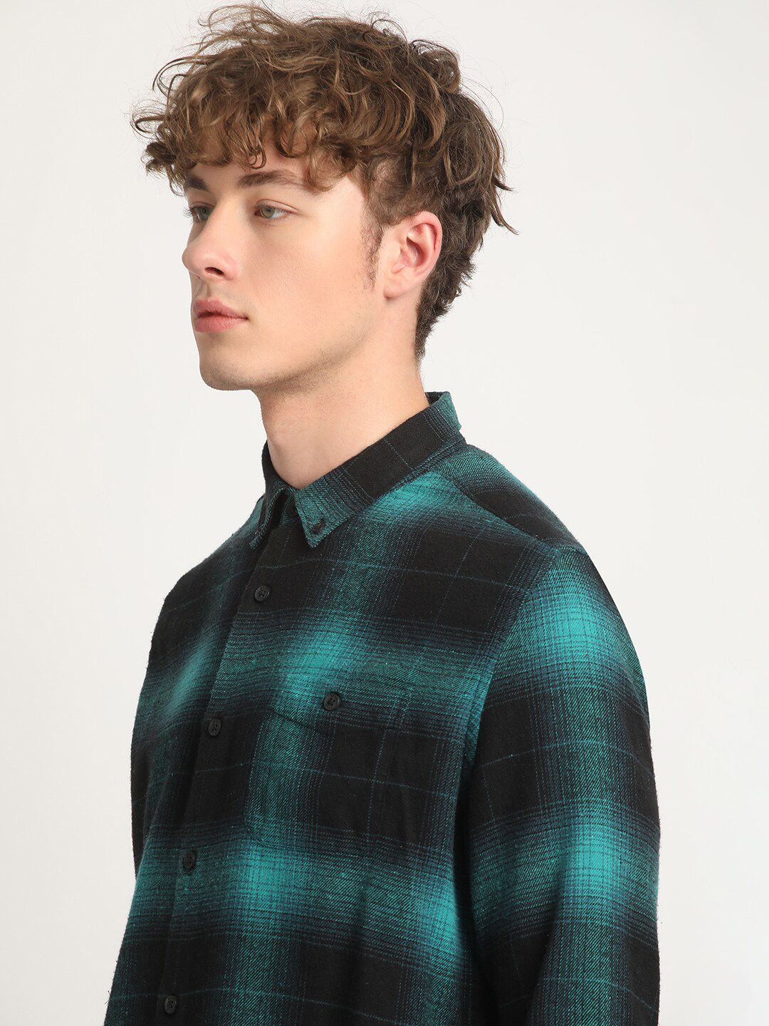THE BEAR HOUSE Slim Fit Tartan Checked Pure Cotton Casual Shirt