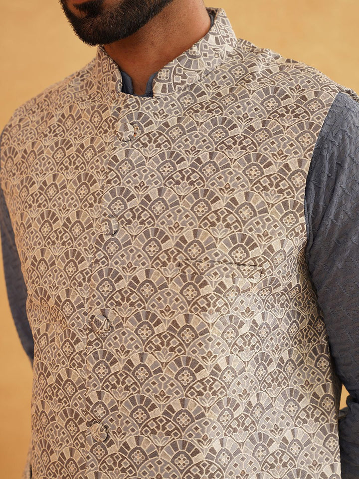 SOJANYA Geometric Embroidered Pure Cotton Kurta Kurta & Churidar & Nehru Jacket