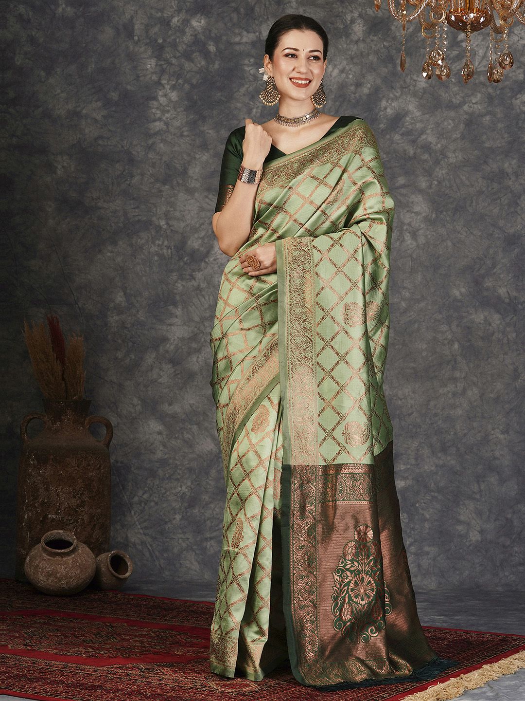 KALINI Woven Design Zari Silk Blend Designer Banarasi Saree