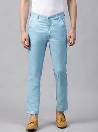 DENNISON Men Blue Smart Tapered Fit Solid Chinos