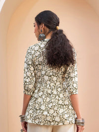 Shae by SASSAFRAS Floral Printed Pure Cotton Pleated Kurti