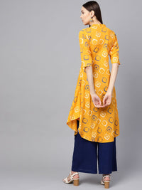 SOJANYA Women Yellow & White Printed A-Line Kurta