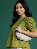 DressBerry Puff Sleeve Pure Cotton Schiffli Top