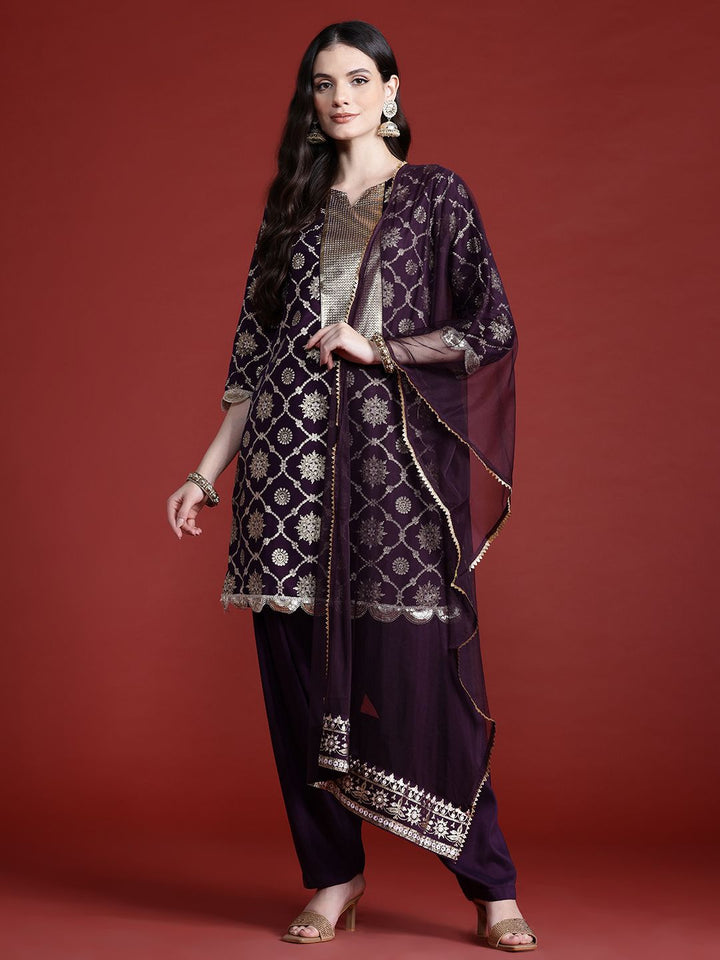 Anouk Ethnic Motifs Print Kurta with Salwar & Dupatta