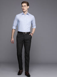 Raymond Men Self Design Mid-Rise Textured Slim Fit Formal Trousers