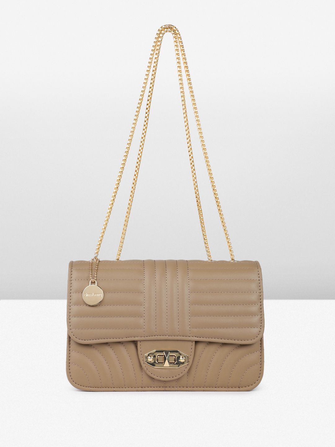DressBerry Textured Structured Shoulder Bag with Quilted