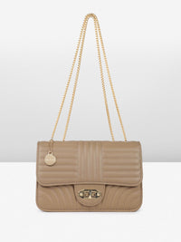 DressBerry Textured Structured Shoulder Bag with Quilted
