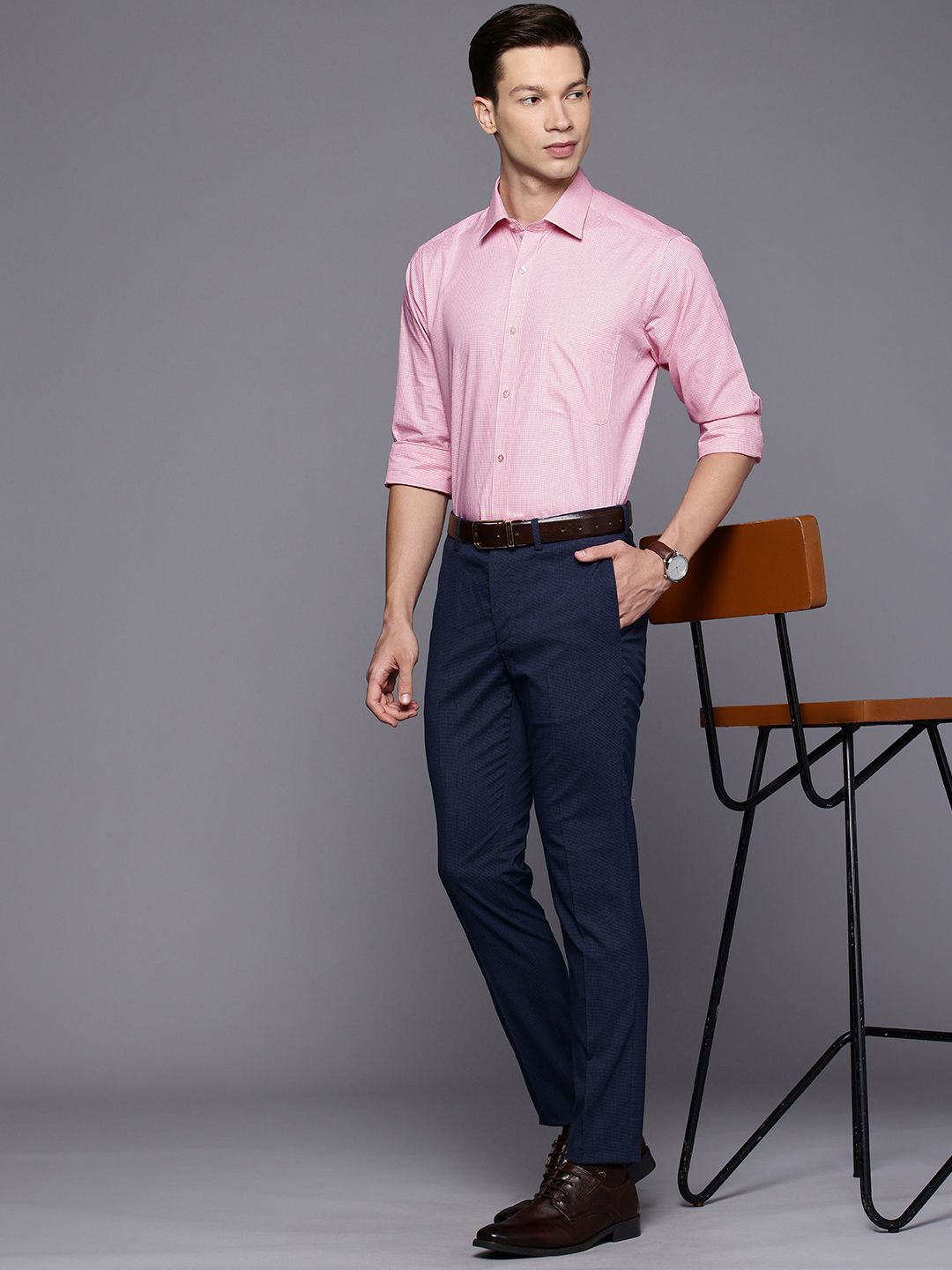 Raymond Slim Fit Checked Pure Cotton Formal Shirt
