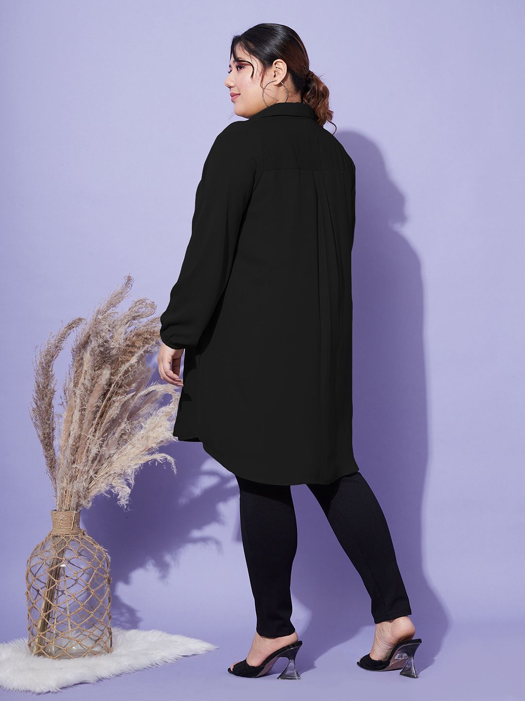 SASSAFRAS Curve Black Comfort Opaque Casual Shirt